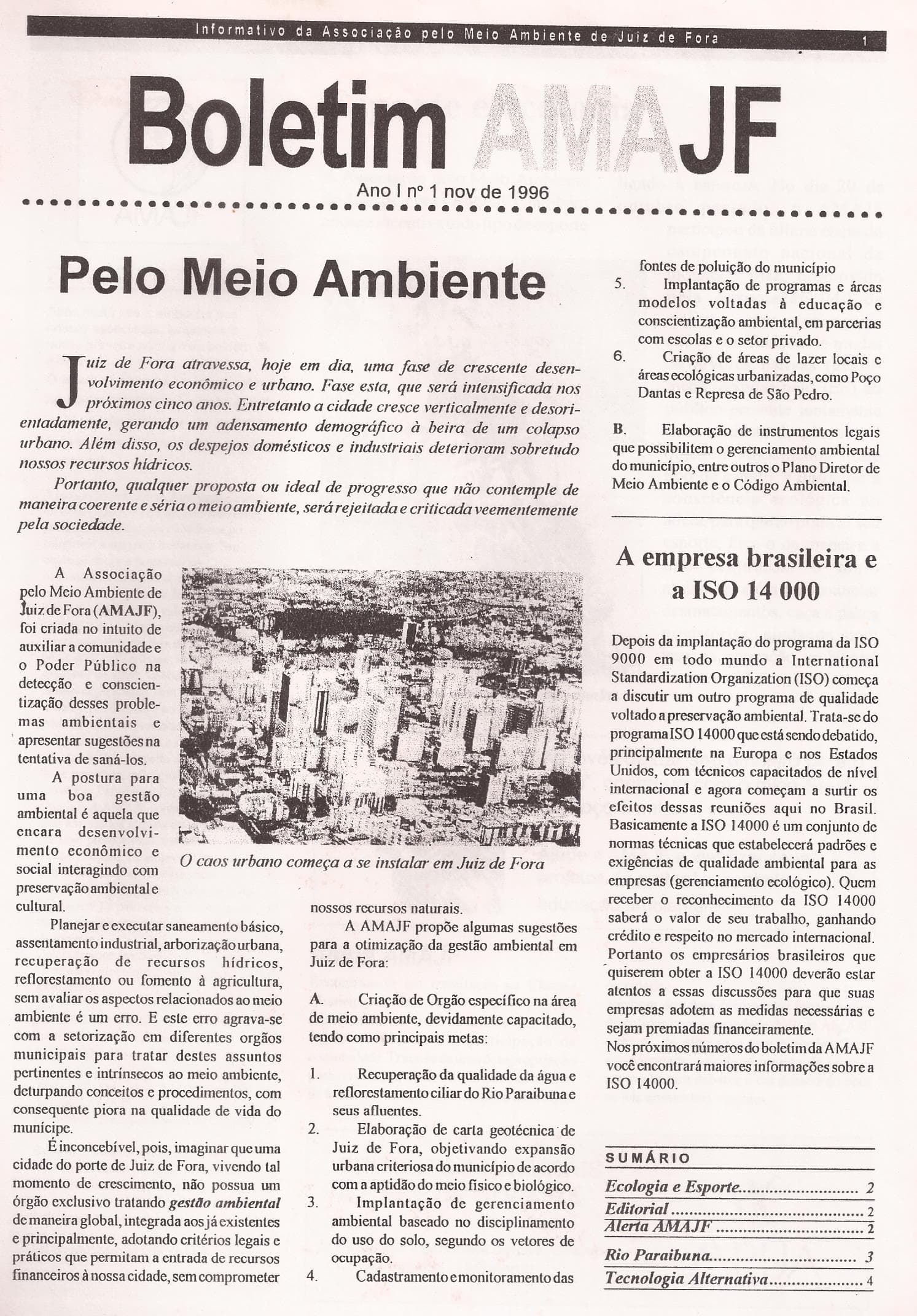 Primeiro Informativo da AMAJF em 1996